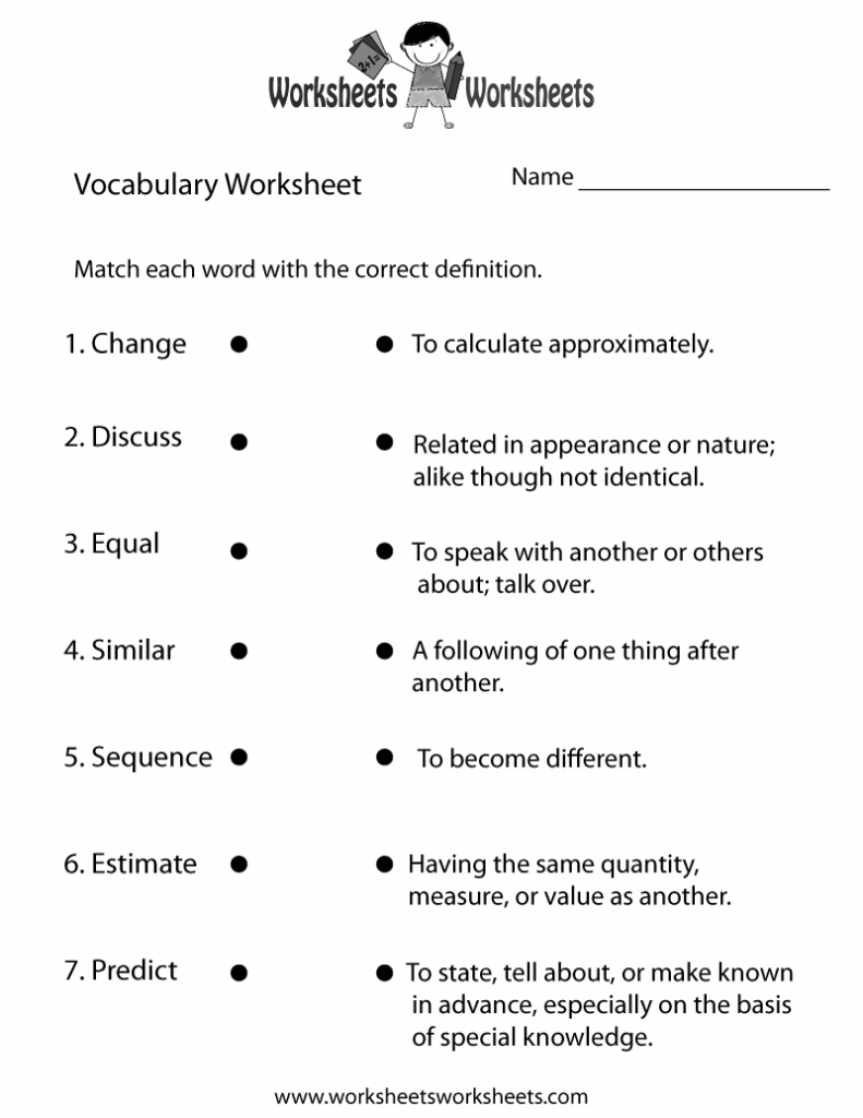 Free Printable Vocabulary Worksheets Printable Worksheets