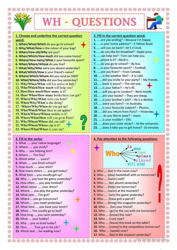 Free Printable Wh Questions Worksheets Printable Worksheets