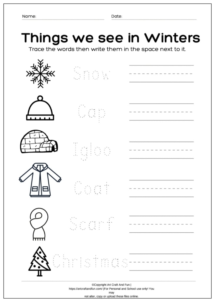 Free Printable Winter Worksheets Worksheets Library