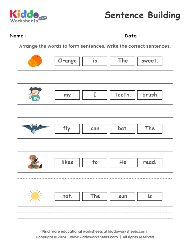 Free Sentence Building Worksheet Download Free Sentence Building 