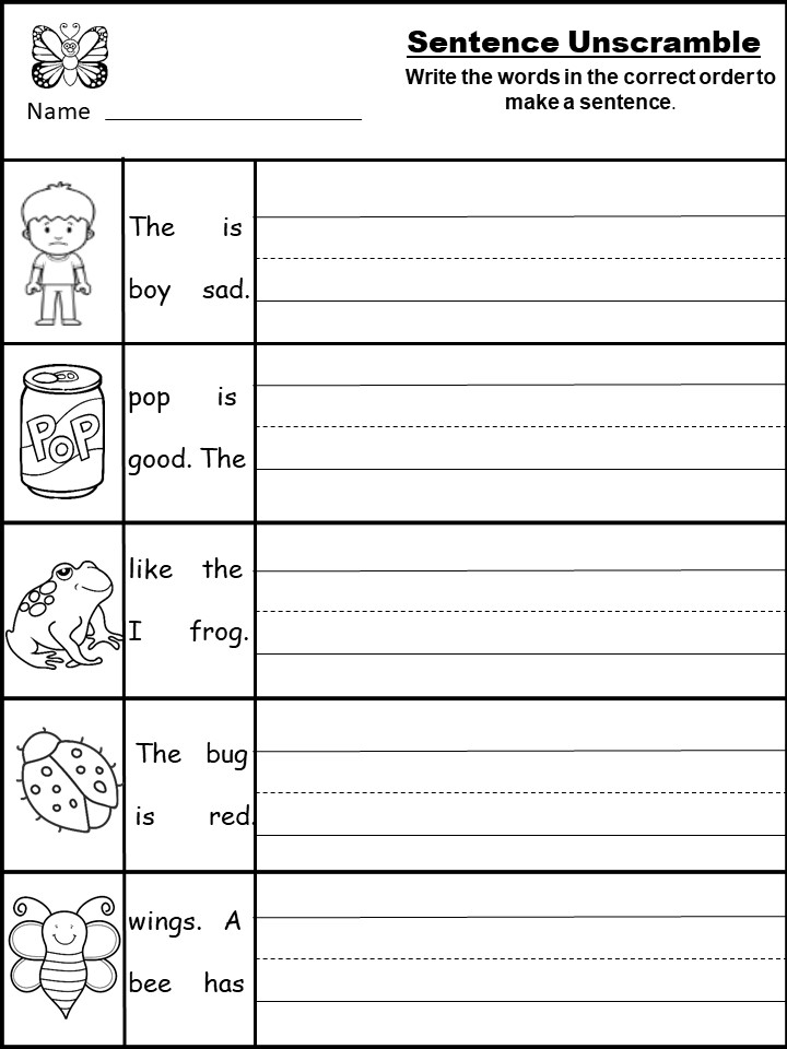 Free Sentence Writing Worksheet Archives Kindermomma Printable Worksheets