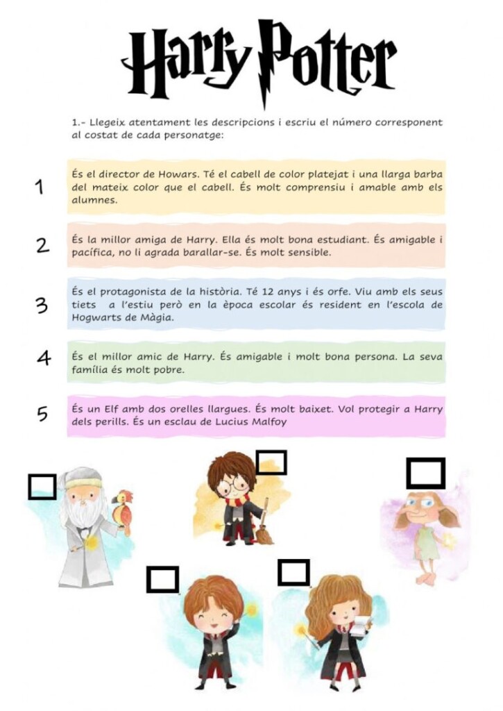Harry Potter Printable Worksheets Peggy Worksheets