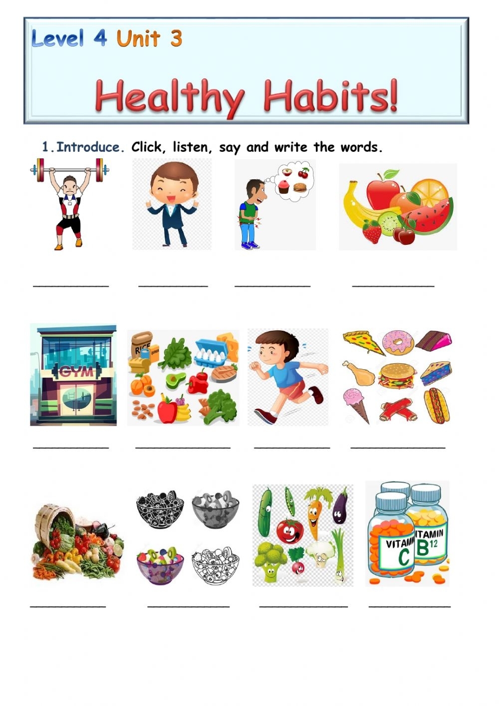 Healthy Habits Vocabulary Worksheet Printable Worksheets