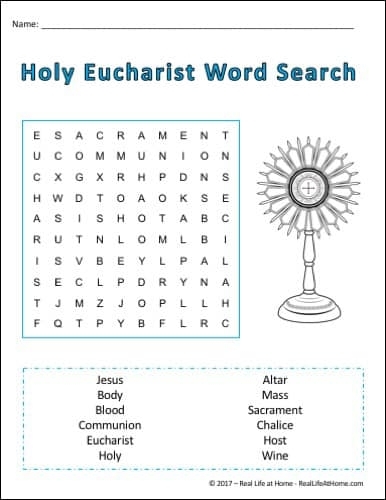 Holy Communion Word Search Printable Perfect For First Communion
