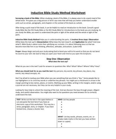 Inductive Bible Study Worksheet PDF Scouting Web