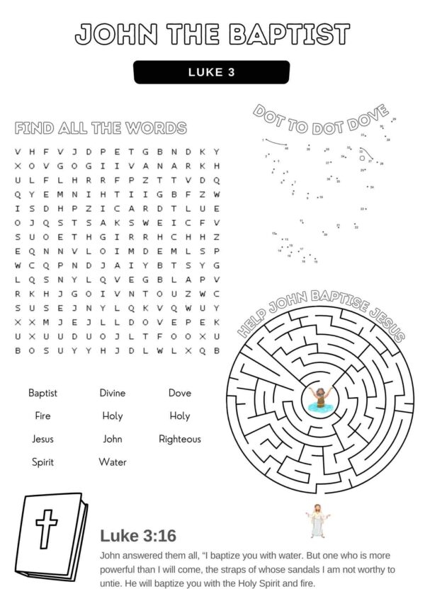 John The Baptist Multi Activity Sheet Free Bible Worksheets