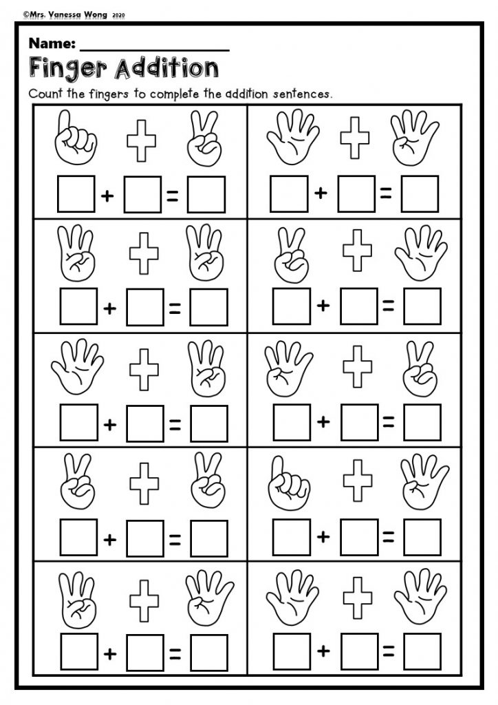 Kindergarten Math Addition Worksheets Picture Addition Mrs Vanessa Wong