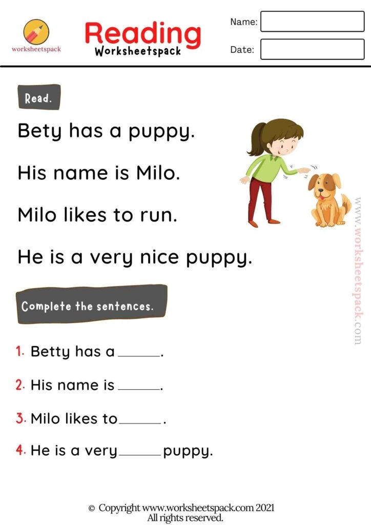 Kindergarten Reading Printable Worksheets Worksheetspack