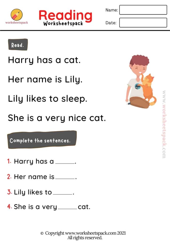 Kindergarten Reading Printable Worksheets Worksheetspack