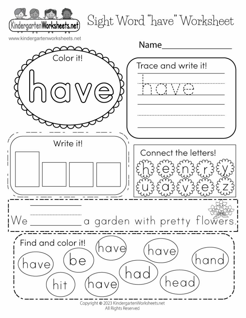 Kindergarten Sight Words Free Printable Worksheets Honpeak Kindergarten Sight Words Free Printable Worksheets Honpeak
