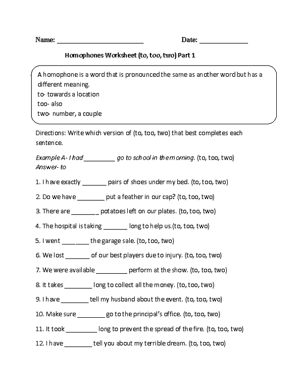 Language Arts 4th Grade Printable Language Worksheets