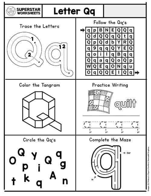 Letter Q Worksheets Superstar Worksheets