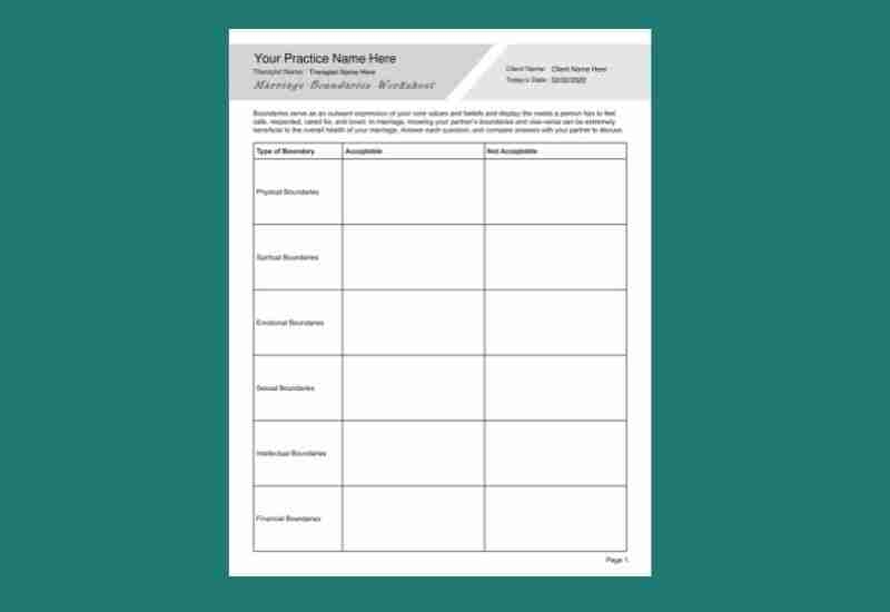 Marriage Counseling Worksheets Bundle Editable Fillable 54 OFF