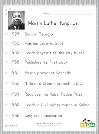 Martin Luther King Jr Printables For Primary Students Free 