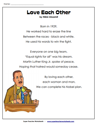 Martin Luther King Jr Worksheet All Kids Network Worksheets Library