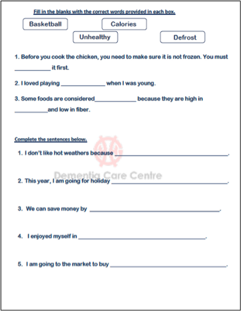 Memory EASY Word Search Puzzle For Dementia Patients Worksheets 