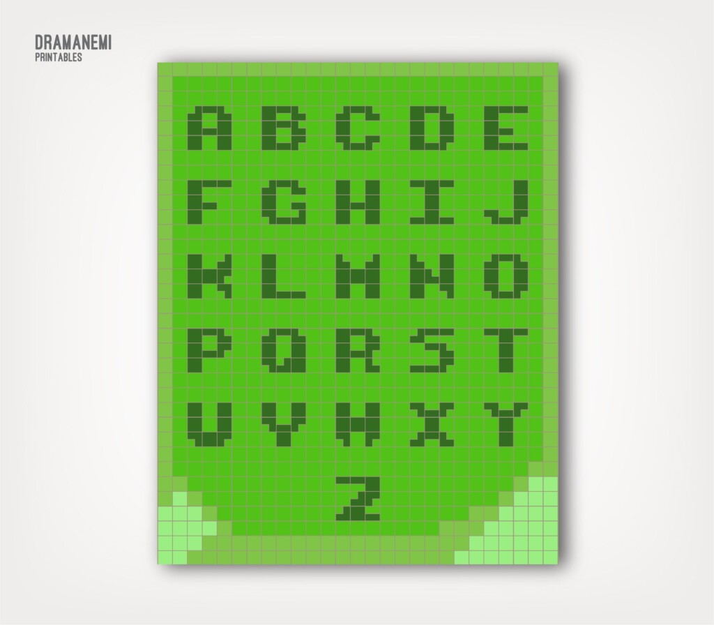 Minecraft Alphabet Poster Green Minecraft Homeschool Printable 