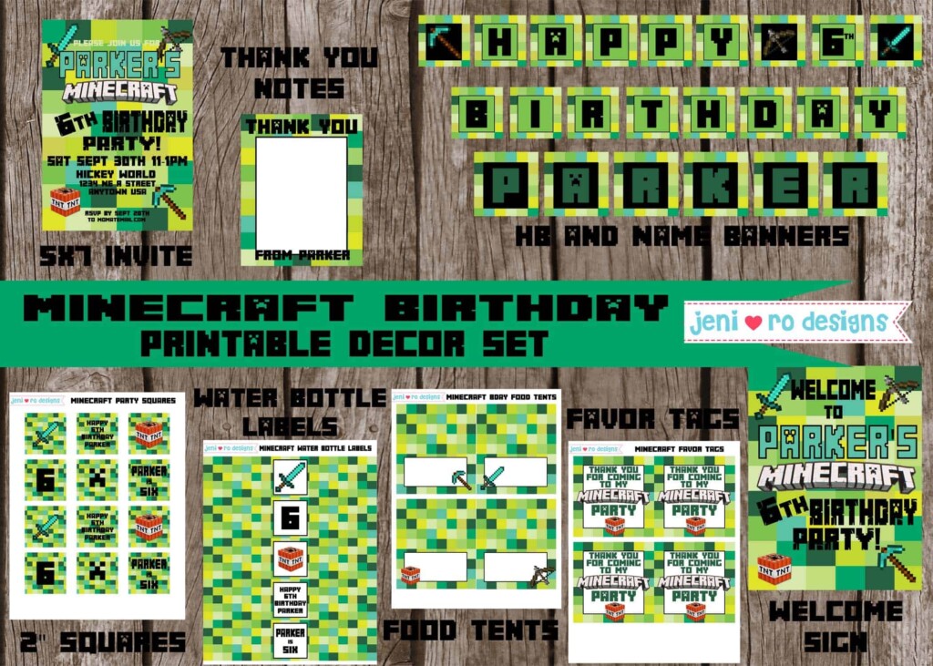 Minecraft Birthday Printable Set Worksheets Library