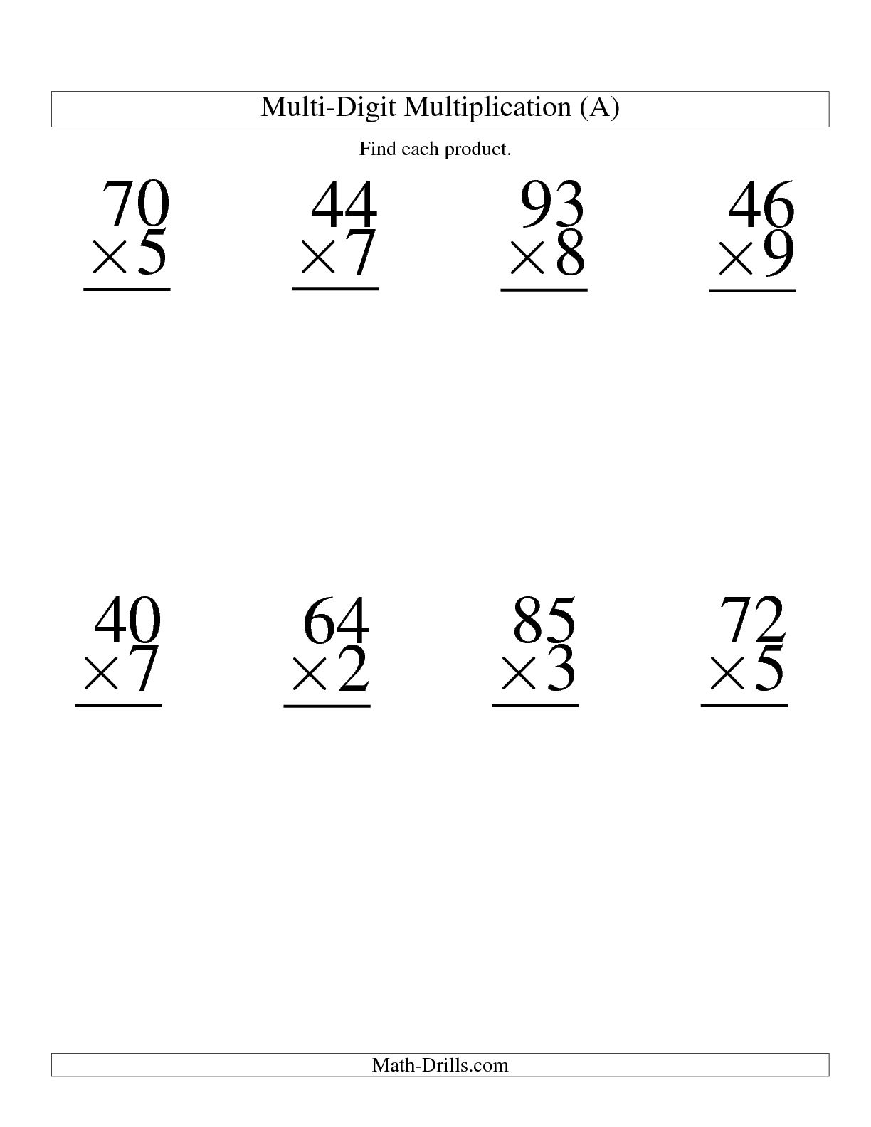 Multiplication Double Digit Worksheet Multiplication Worksheets