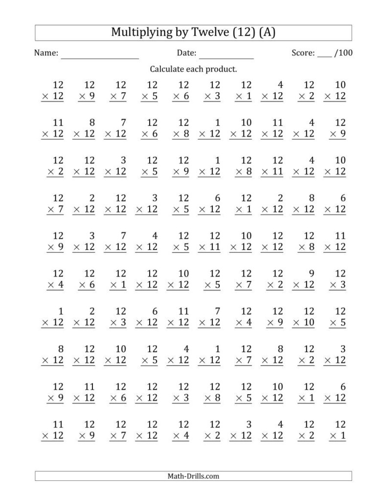 Multiplication Tables 1 12 Printable Worksheets Blank Printable 
