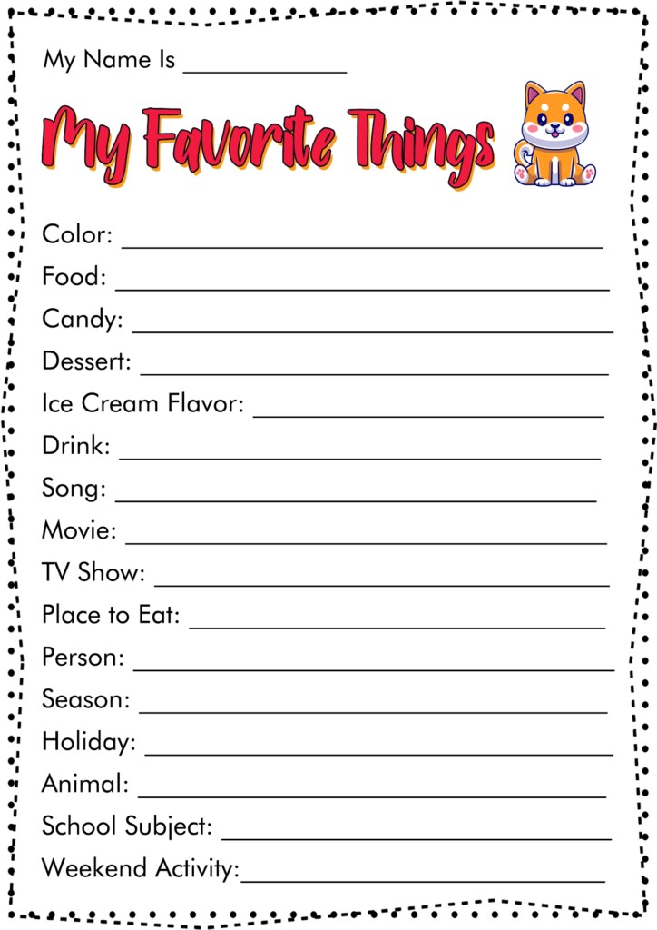 My Favorites Things Worksheet Worksheets Library Worksheets Library