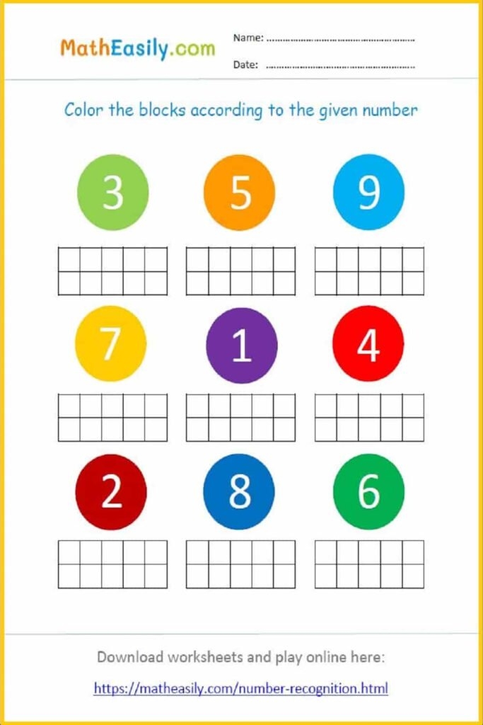 Number Recognition Worksheets For Preschoolers Free Printable