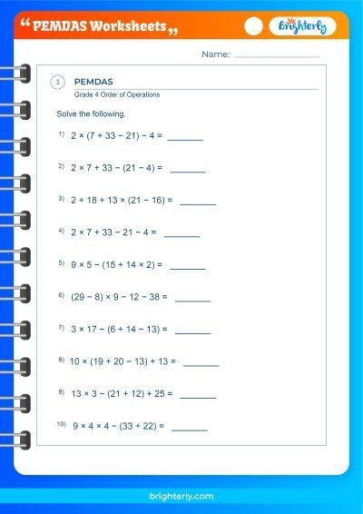 Order Of Operations Worksheets Worksheets Library