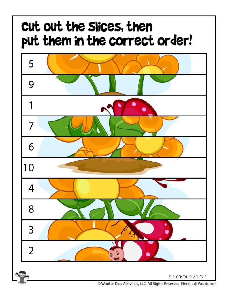 Ordering Numbers Cut And Paste Spring Puzzle Woo Jr Kids Activities 