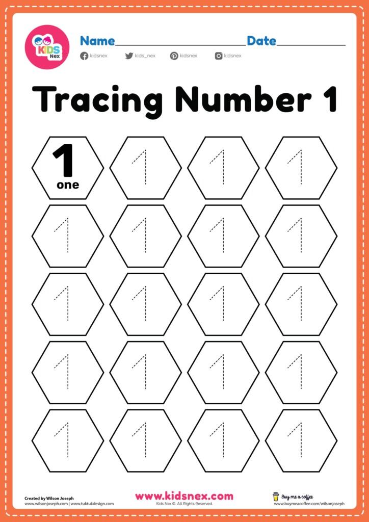 Preschool Number 1 Tracing Worksheet PDF Printable For Kindergarten Preschool Number 1 Tracing Worksheet PDF Printable For Kindergarten