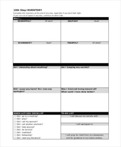 Printable 10Th Step Nightly Inventory Worksheet - easyworksheetprint.com