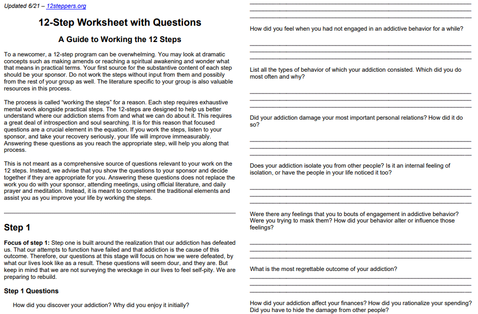 Printable 12 Steps Of Alcoholics Anonymous Free PDF Download 