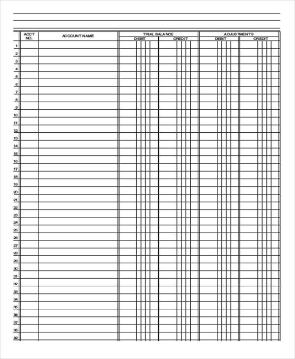 Printable Accounting Sheet Worksheets Library
