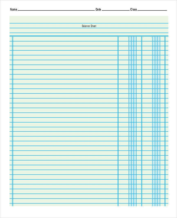 Printable Accounting Sheet Worksheets Samples