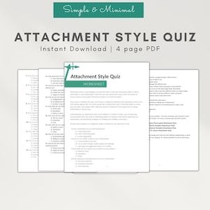Printable Attachment Theory Worksheets Attachment Style Quiz Etsy