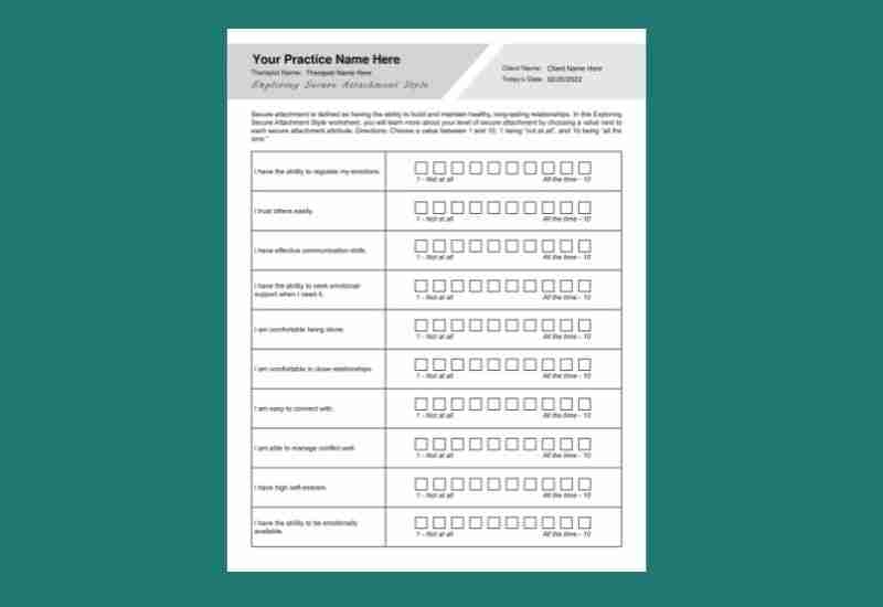 Printable Attachment Theory Worksheets Printable World Holiday Hot 