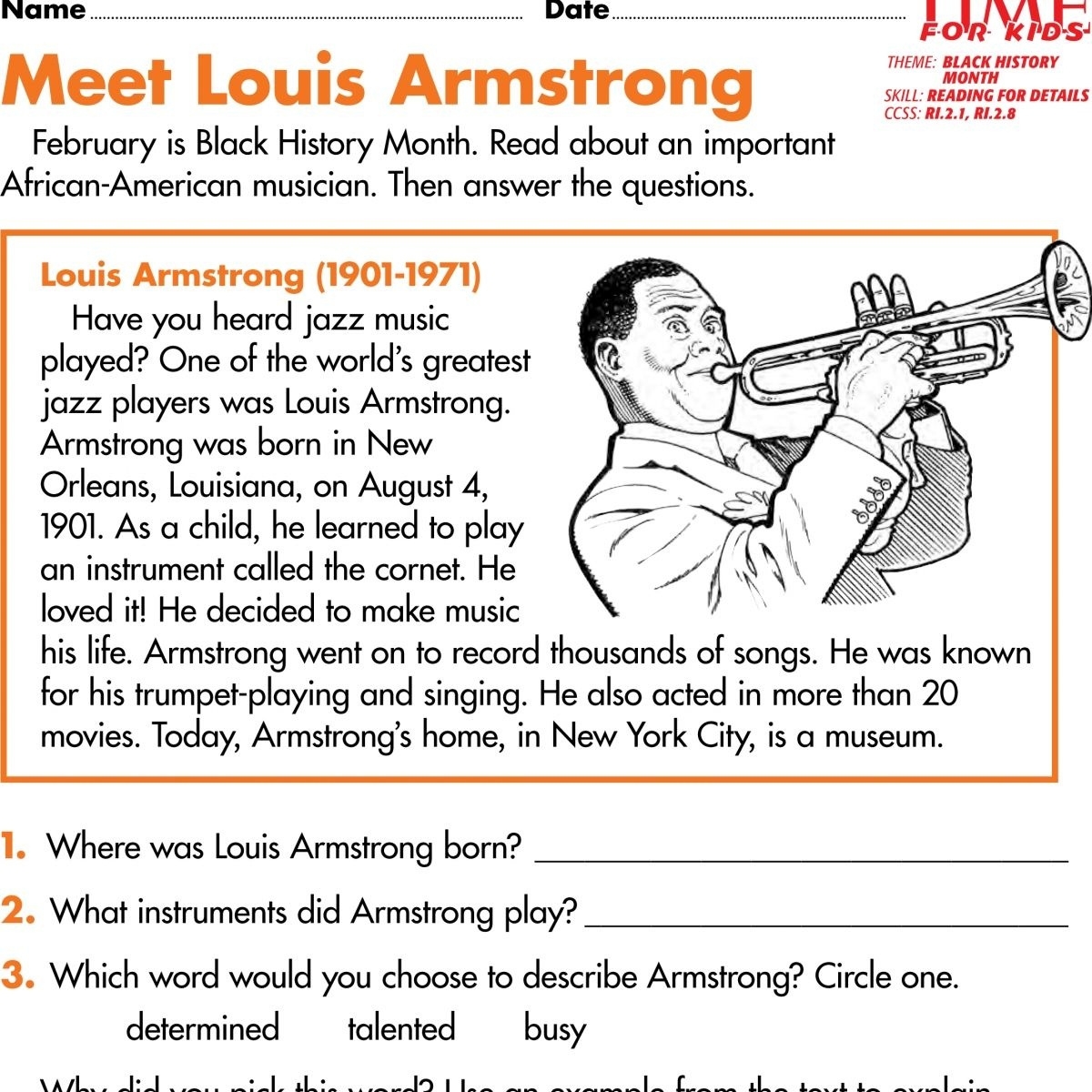Printable Black History Month Worksheets Printable Worksheets