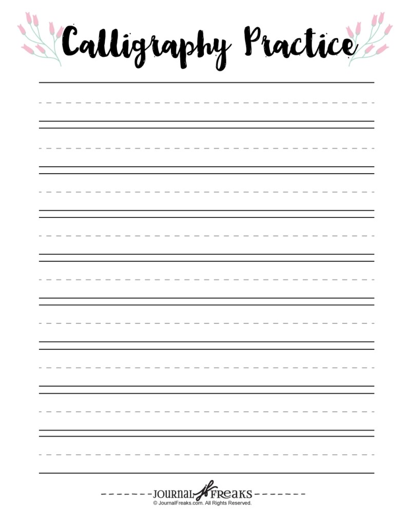 Printable Calligraphy Practice Worksheets Journal Freaks