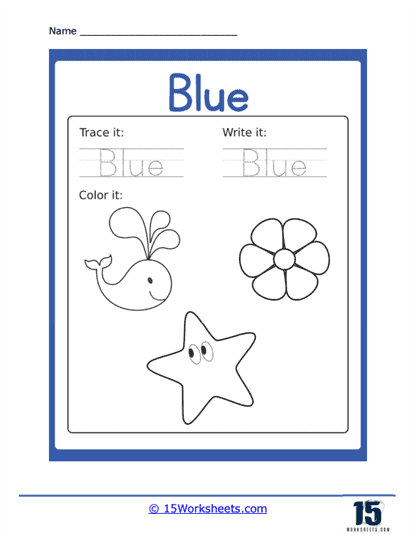 Printable Color Blue Worksheets For Preschool