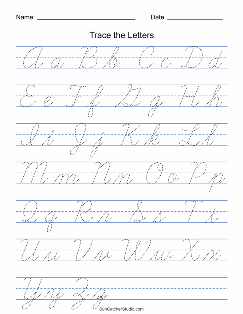 Printable Cursive Handwriting Worksheets Practice Letters DIY 