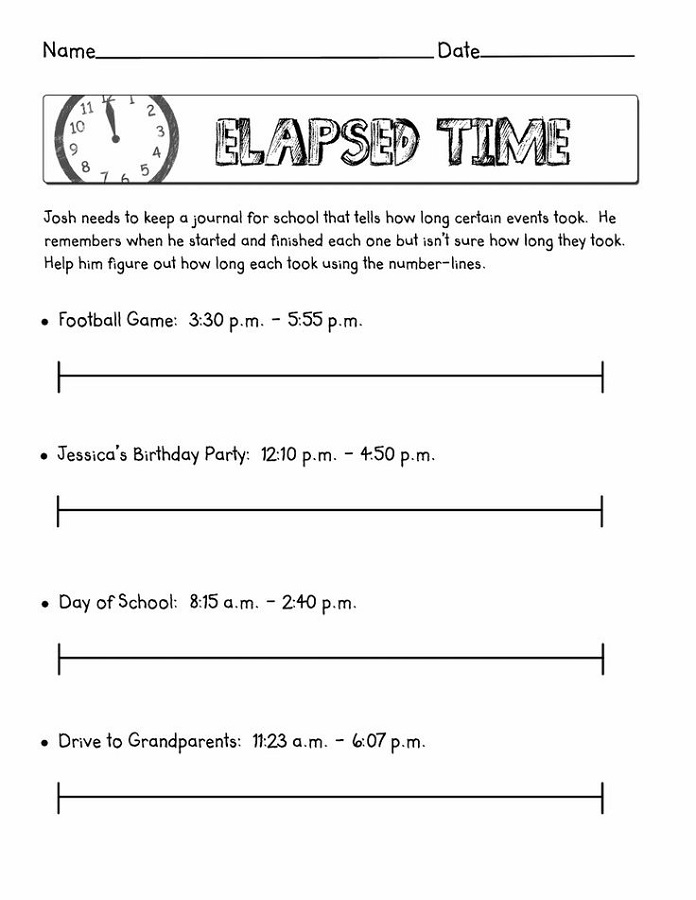 Printable Elapsed Time Worksheets Free Activity Shelter