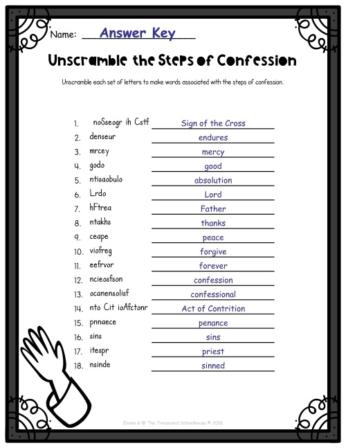 Printable Examination Of Conscience Worksheet