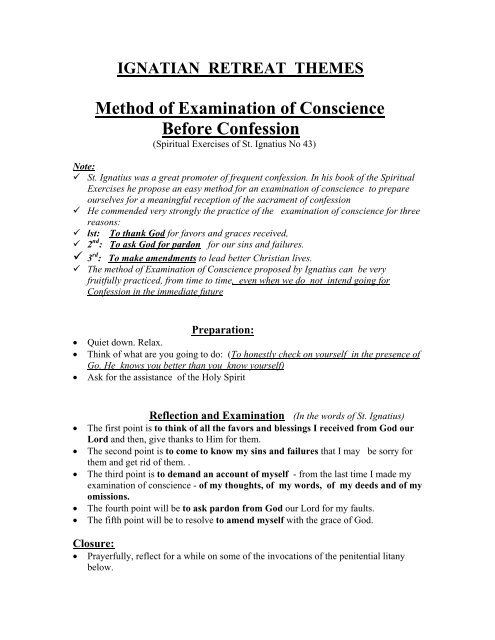 Printable Examination Of Conscience Worksheet
