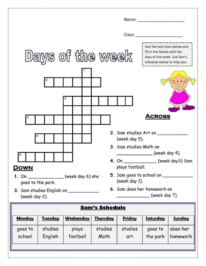 Printable French Worksheets Days Of The Week Printable Worksheets