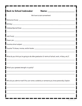 Printable Icebreaker Worksheets Pdf Printable Worksheets