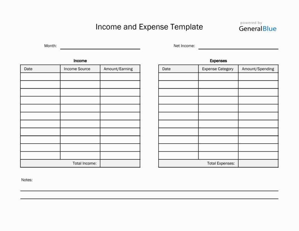 Printable Income And Expense Template In PDF Worksheets Library
