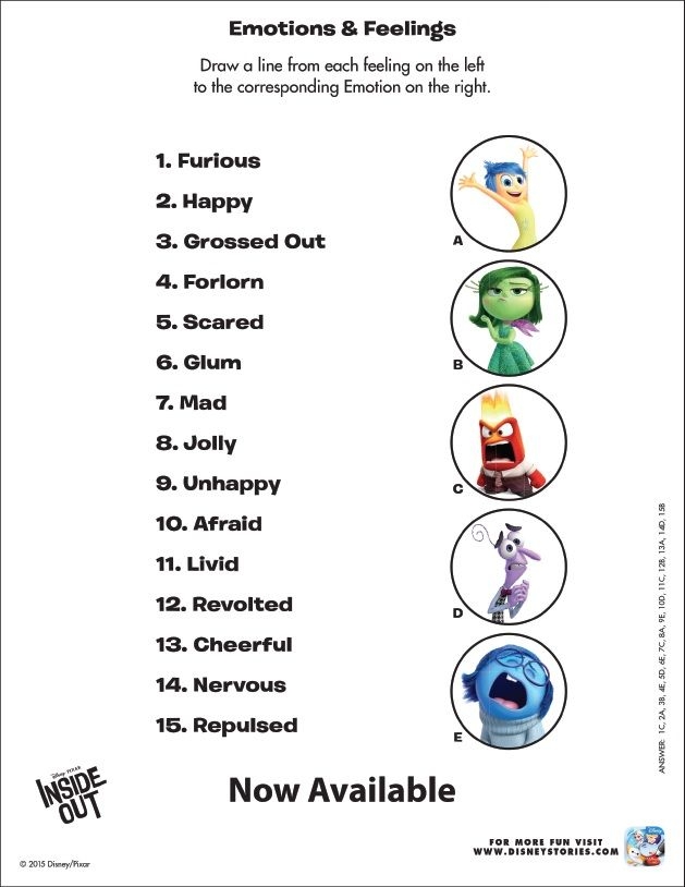 Printable Inside Out Worksheets Pdf Tedy Printable Activities