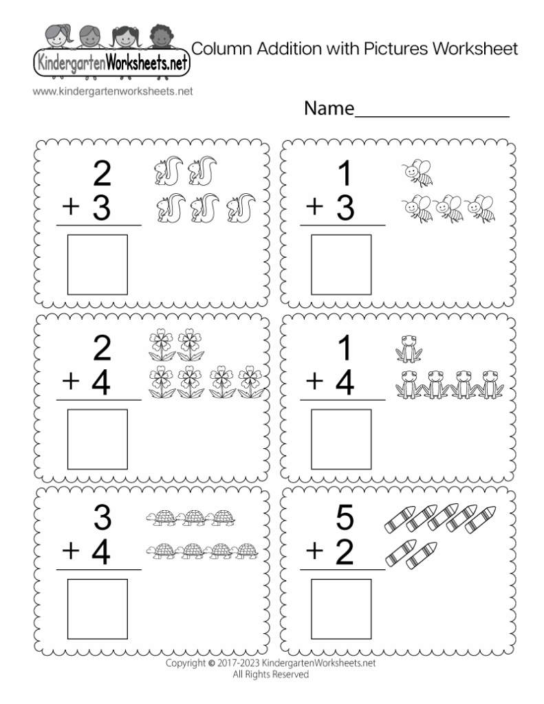 Printable Kindergarten Addition Worksheets