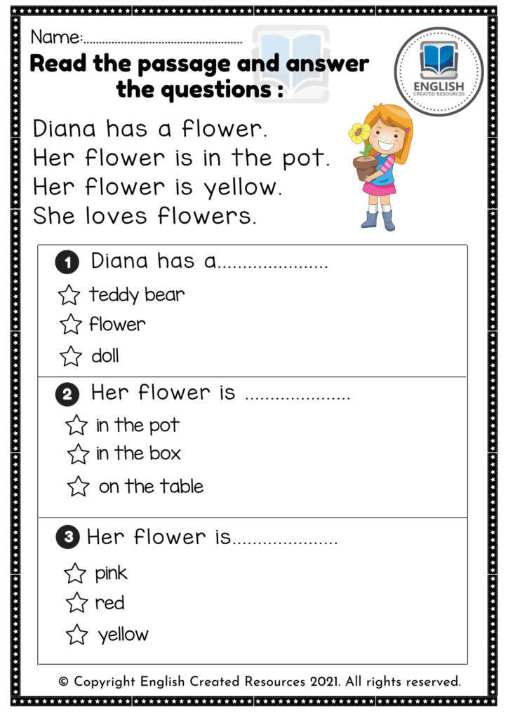 Printable Kindergarten Reading Comprehension Worksheets Reading 