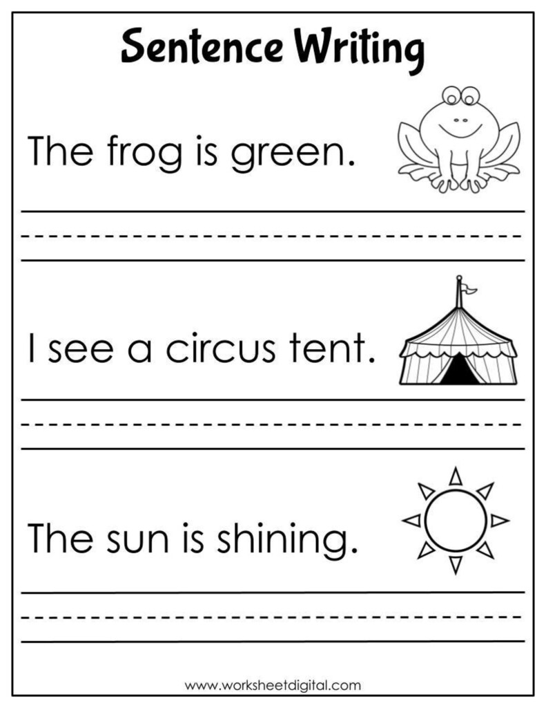 Printable Kindergarten Writing Sentences Worksheets Free Worksheets 