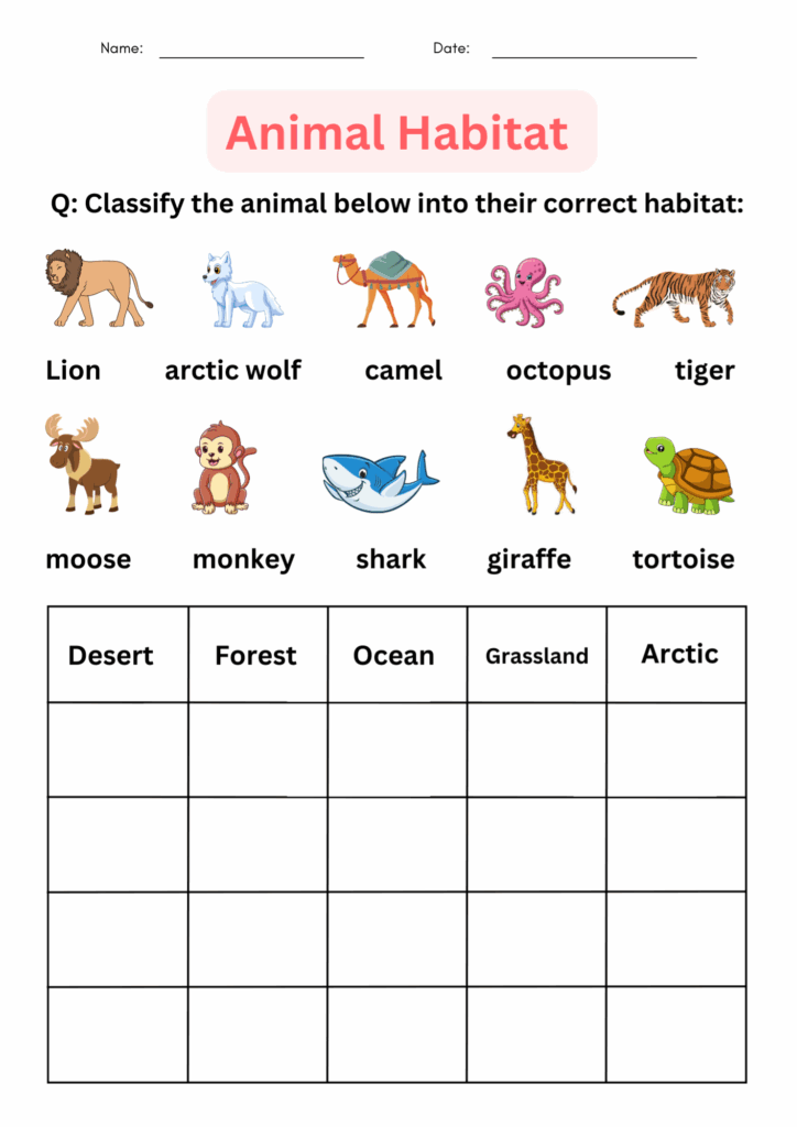 Printable Matching Activity Animal Habitats Worksheets For 44 OFF
